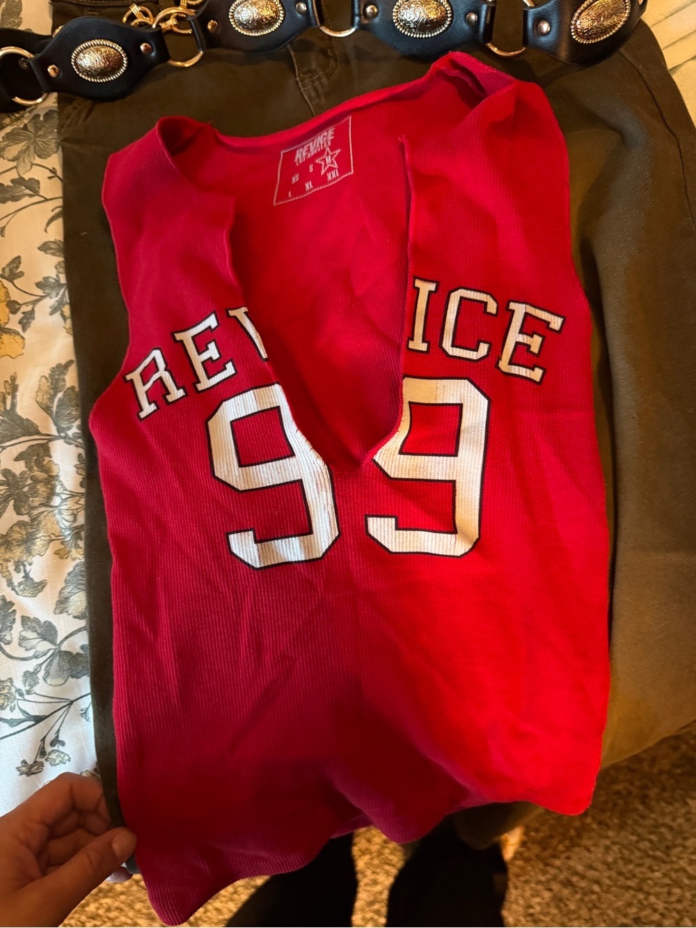 Red 'Revive' Graphic Tank Top